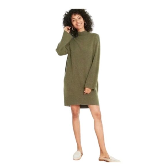 A New Day Olive Green Mock Neck Sweater Dress - Picture 1 of 6
